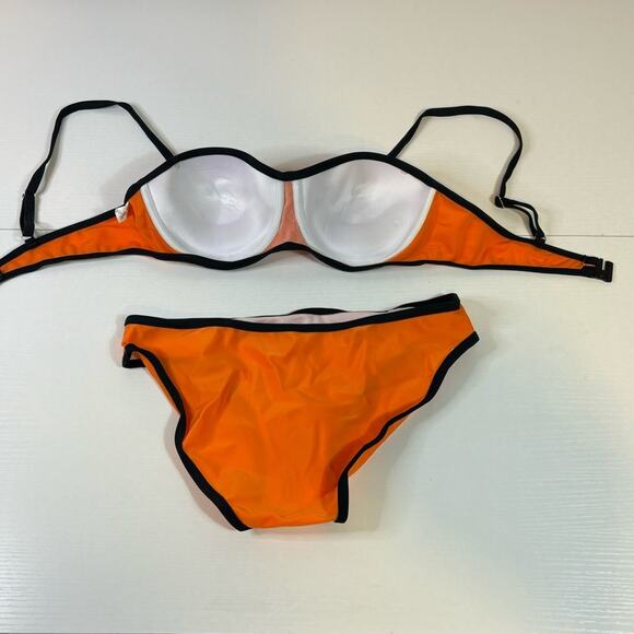 NWT Sexy Orange Bikini with Black Trim Size Large Bin4 - Picture 4 of 4